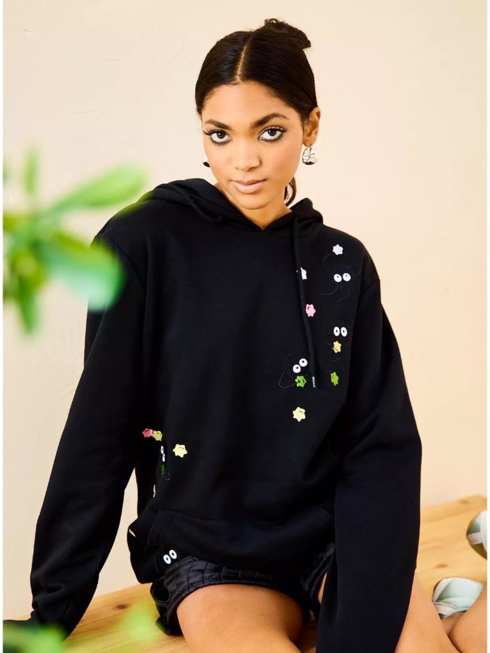 BoxLunch Studio Ghibli Soot Sprites Embroidered Hoodie M NWOT